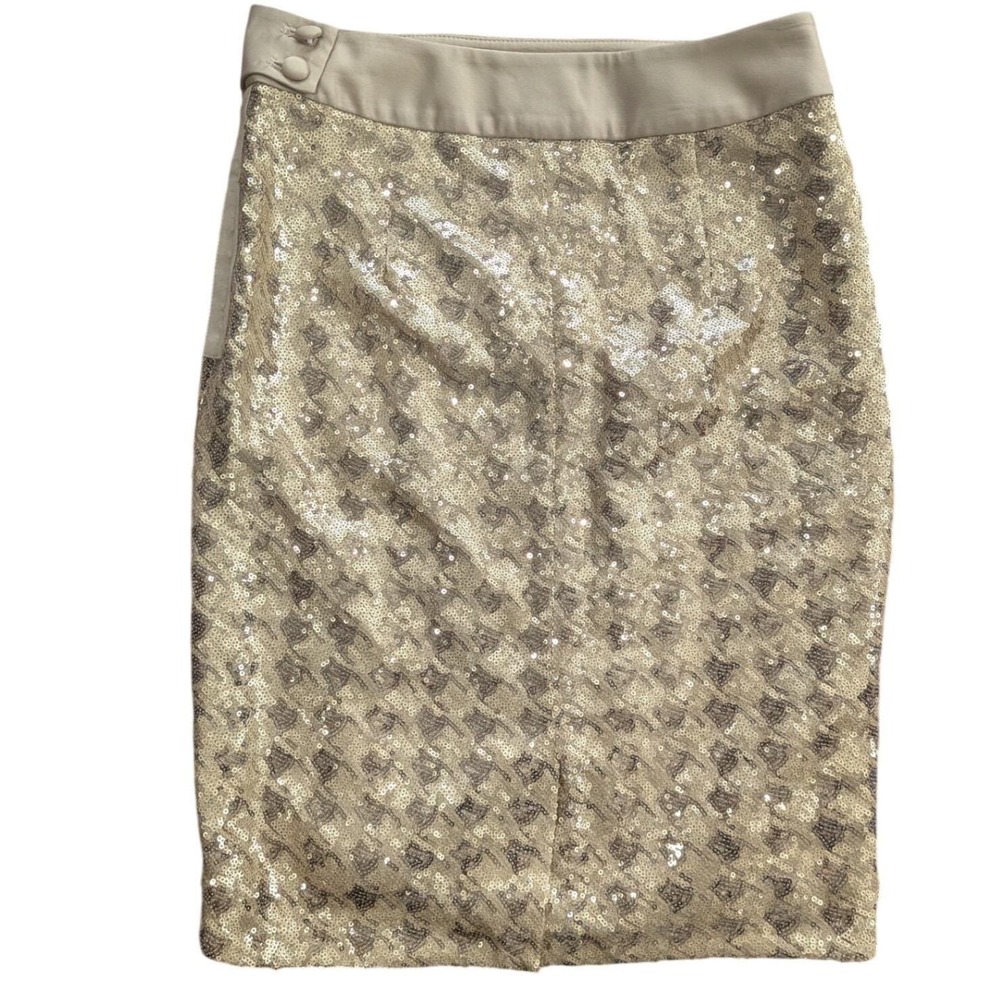 NWT The Limited Gold Sequin Pencil Skirt Sz 0/XS Champagne Geometric Bling Glam